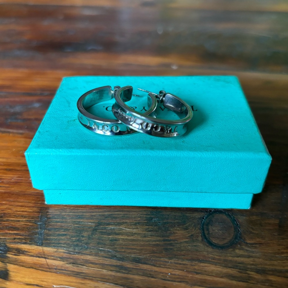 Tiffany & Co. 1837 Sterling Silver Hoop Earrings Circa 1997